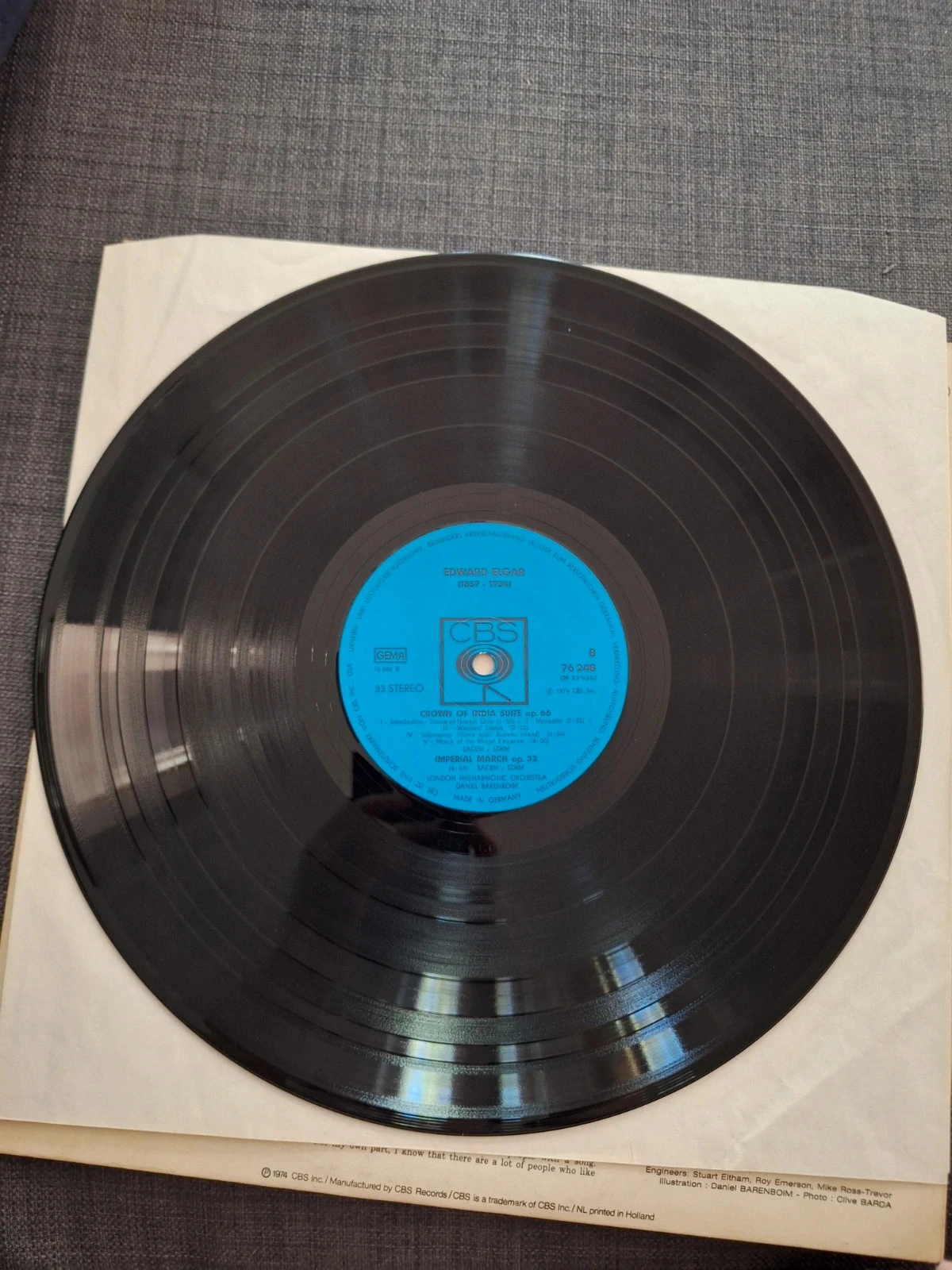 Vinyl 33RpM Elgar Daniel Barenboim Pomp And Circumstance CBS 1974 Gatefold – photo 5